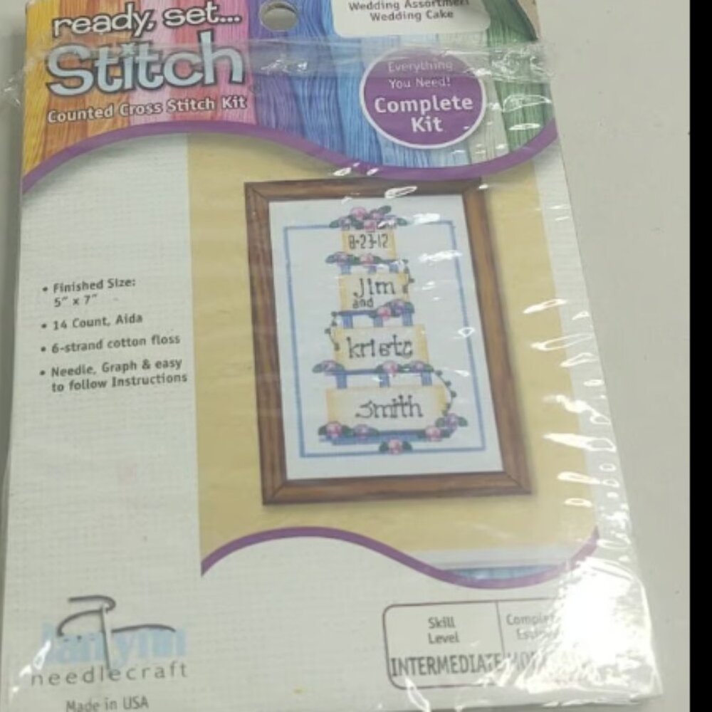 Janlynn Counted Cross Stitch Kit - ready, set...Stitch - 'Wedding Cake' (J1)